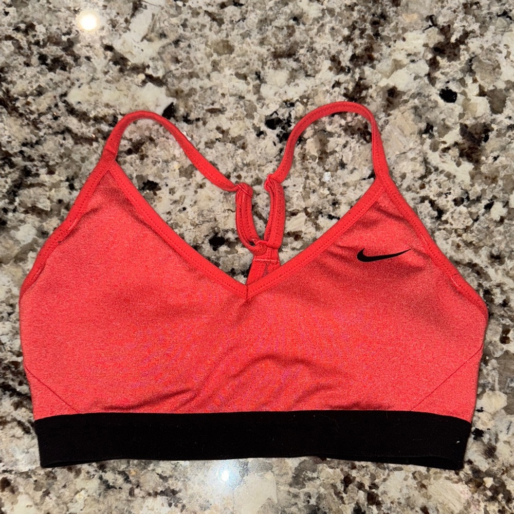 Nike Coral Pink Racerback Sports Bra with Black Band